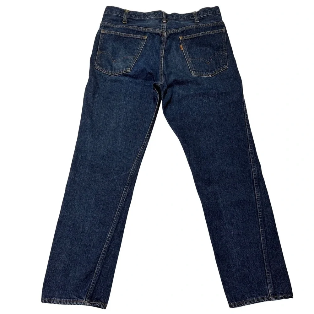 Vintage 60's Levi's BIG E Orange Tab 606 Slim Fit Dark Wash 34x30 RARE #4 Button